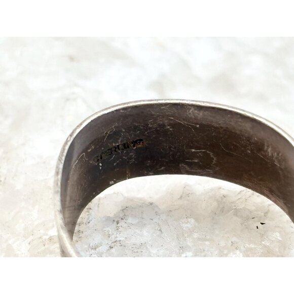 Floral Hand Carved Cigar Banded Shank 925 Sterling Silver Vintage Ring - sz 9 - Picture 8 of 11